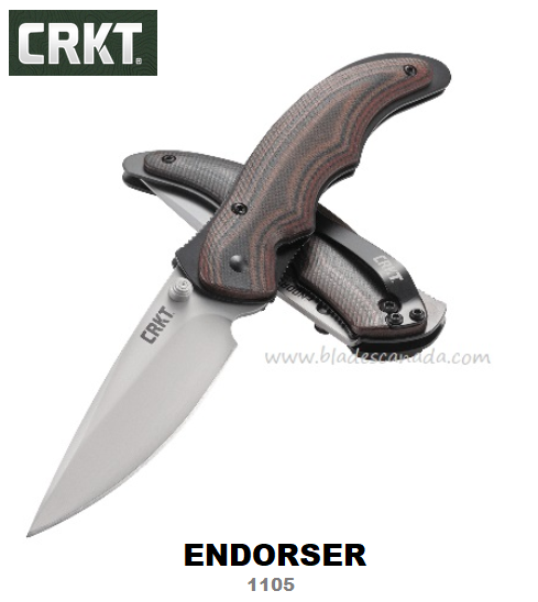 CRKT Endorser Flipper Folding Knife, Assisted Opening, G10 Black, CRKT1105